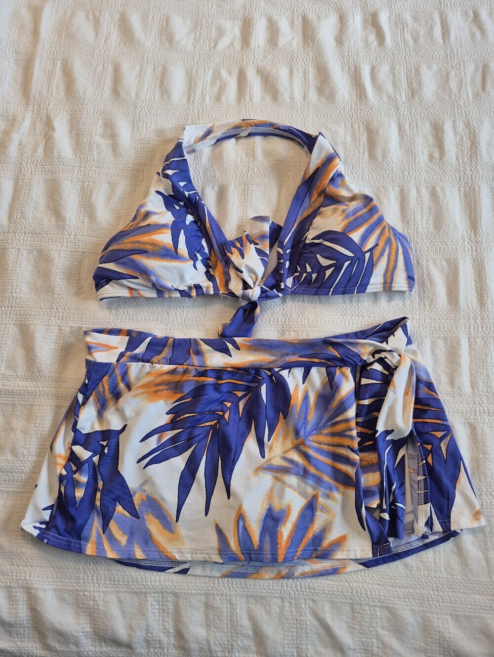 Tommy Bahama women's bikini top Large Bottom XL Blue orange white EUC